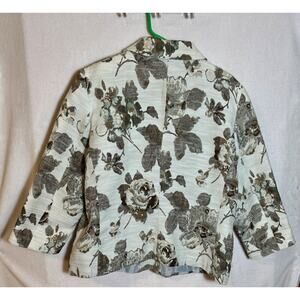 Sag Harbor Womens Green Floral Tapestry Button Up Blazer Jacket Lined Size 18 XL